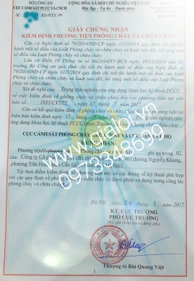 Kiểm định cửa kính chống cháy 2017