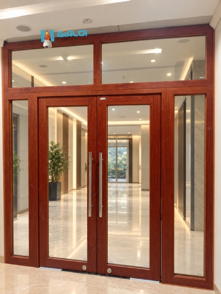 Vách kính chống cháy vân gỗ